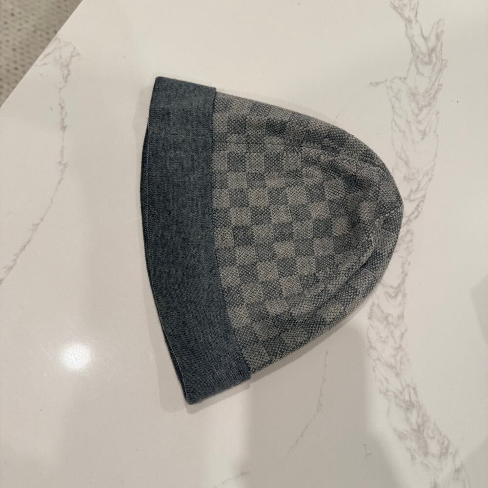Louis Vuitton Damier Wool Beanie Gray Check Hat - Picture 3 of 4